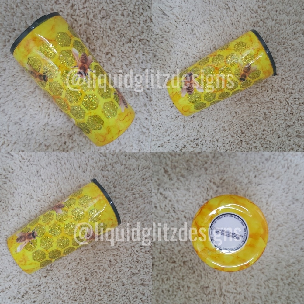 Custom Queen Bee Honey Bee 20 oz Glitter Tumbler